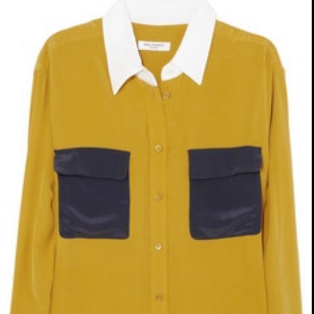 Equipment silk color block shirt